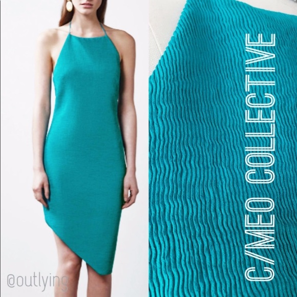 C/MEO Collective Star Lesson Green Halter Dress Small Asymmetric Hem - Picture 3 of 11